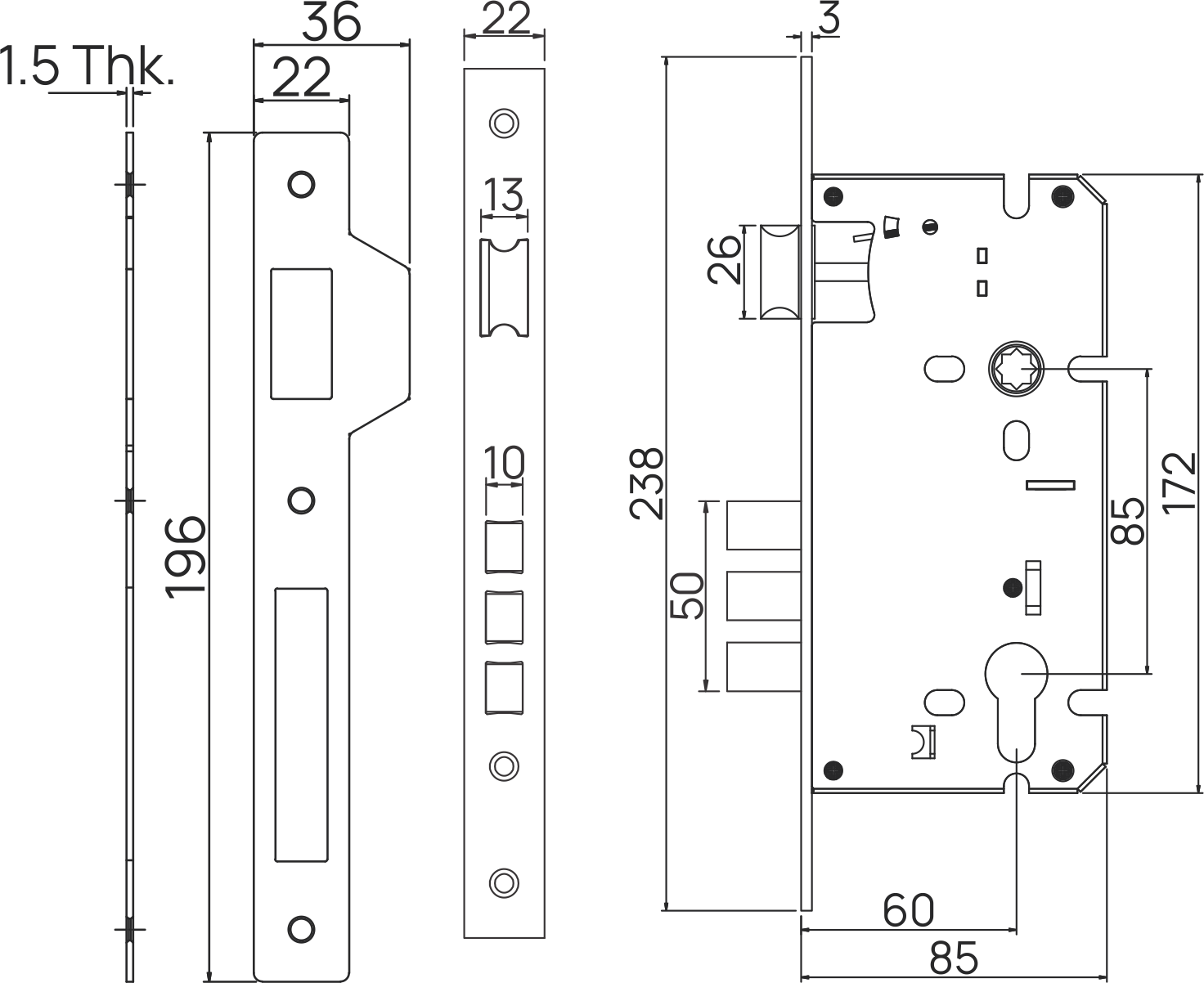 Lock Body 3 Bullet